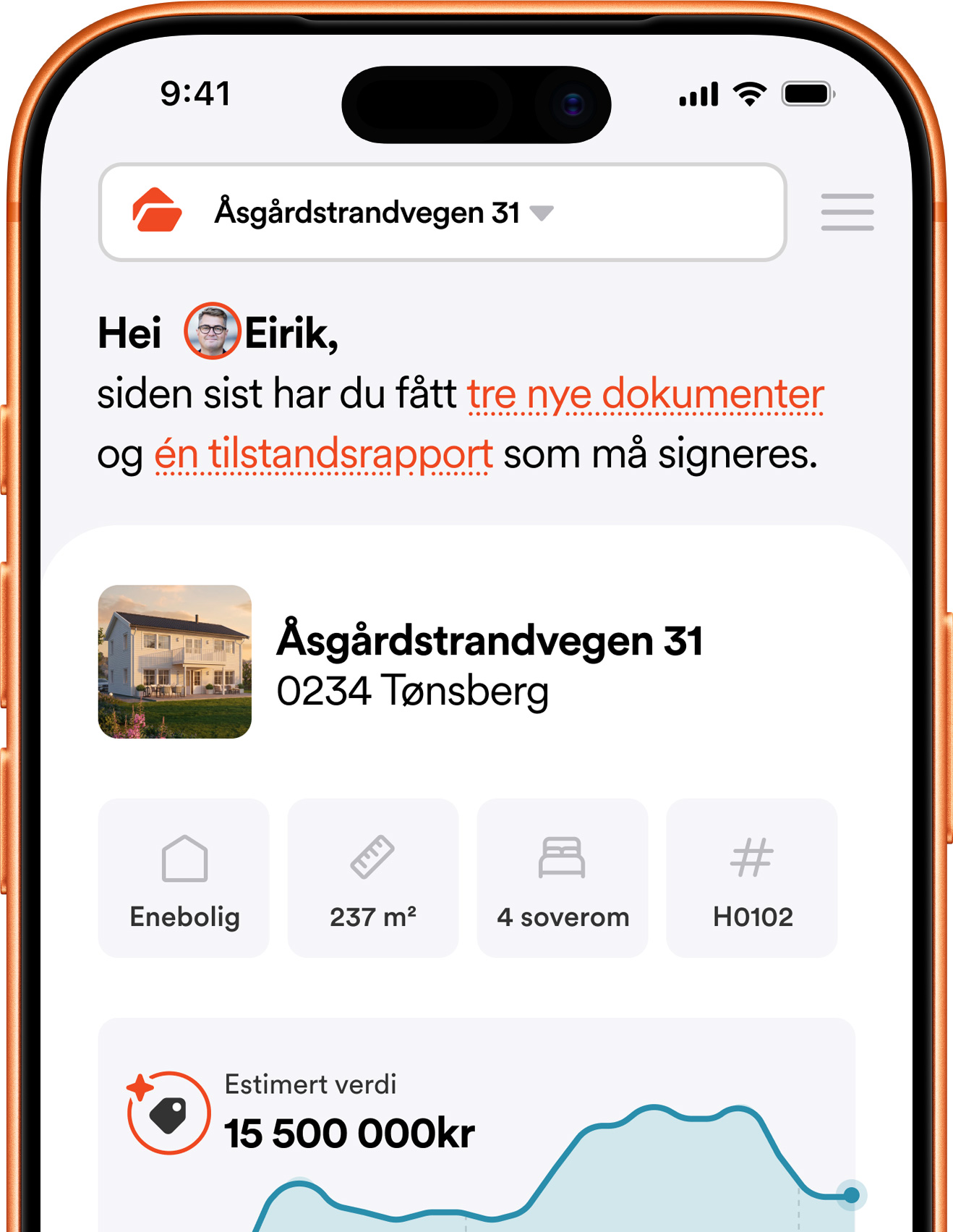 Boligmappa-appen på en telefon